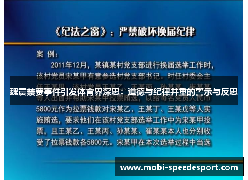 魏震禁赛事件引发体育界深思：道德与纪律并重的警示与反思