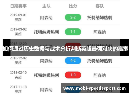 如何通过历史数据与战术分析判断英超最强对决的赢家